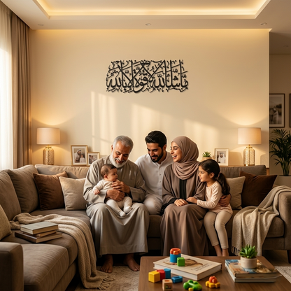 Mashallah La Quwwata illa Bi-llahi Islamic Calligraphy Metal Wall Art in Golden Color - Multicolor Available - Global Wall Art